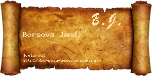 Borsova Jenő névjegykártya